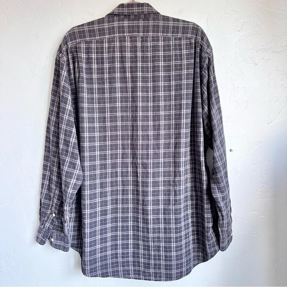 Polo‎ Ralph Lauren Men VTG Lowell Sport Cotton Gray Plaid Button Front Shirt LG